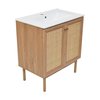 Swiss Madison, Classe 30" Freestanding Bathroom Vanity in Golden Oak with Sink Top