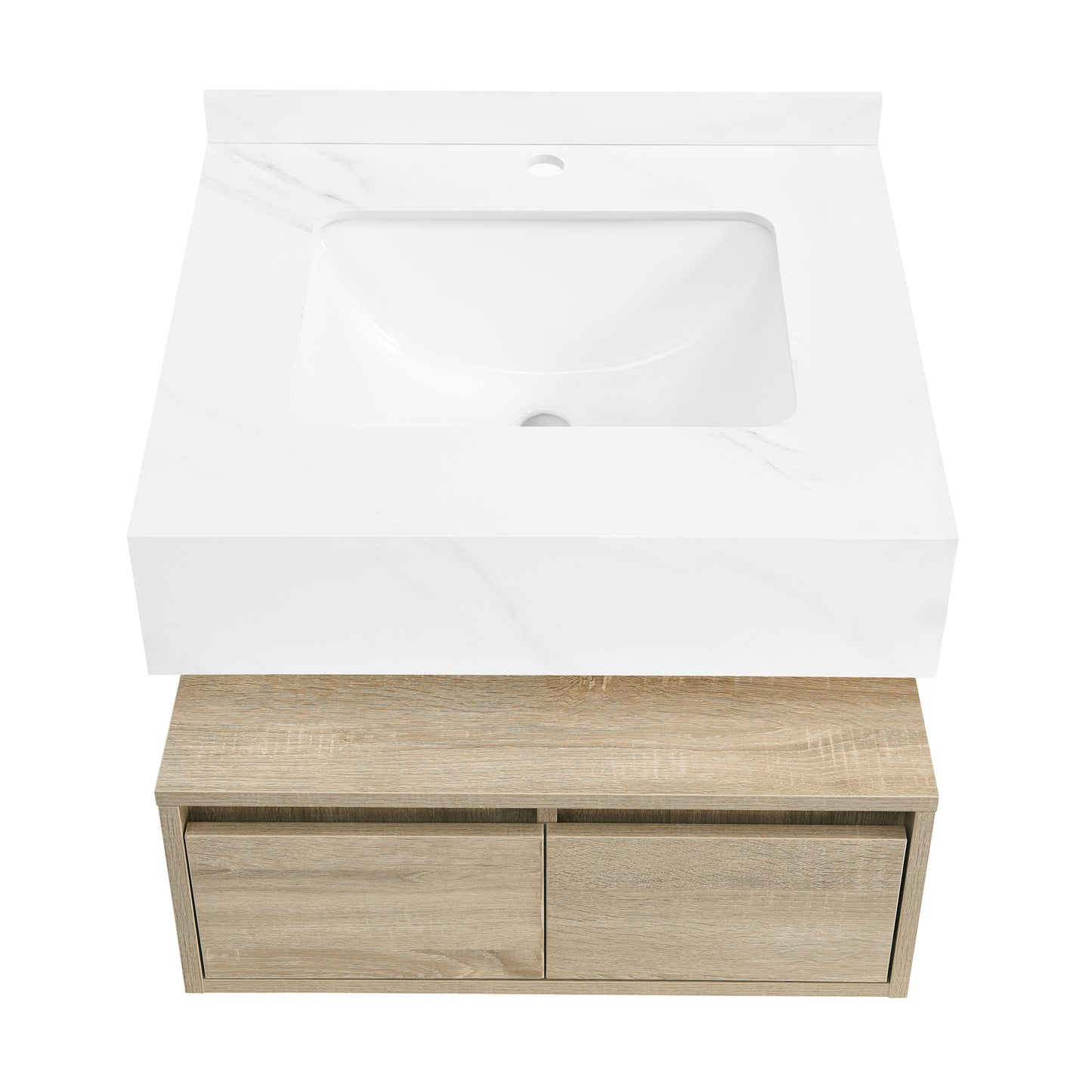 Swiss Madison, Avancer 24" Wall-Mounted Bathroom Vanity in Weathered Oak with Sink Top