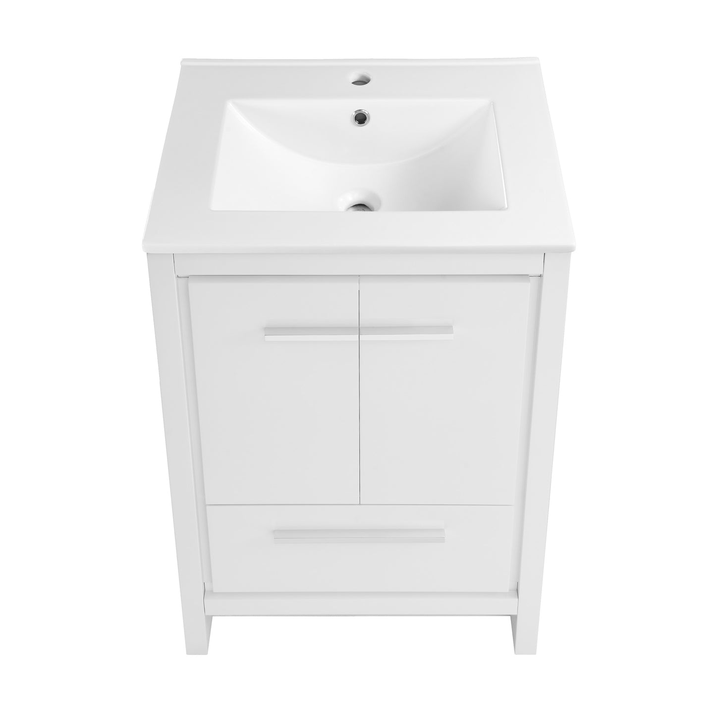 Swiss Madison, Virage 24" Freestanding Bathroom Vanity in White with Sink Top
