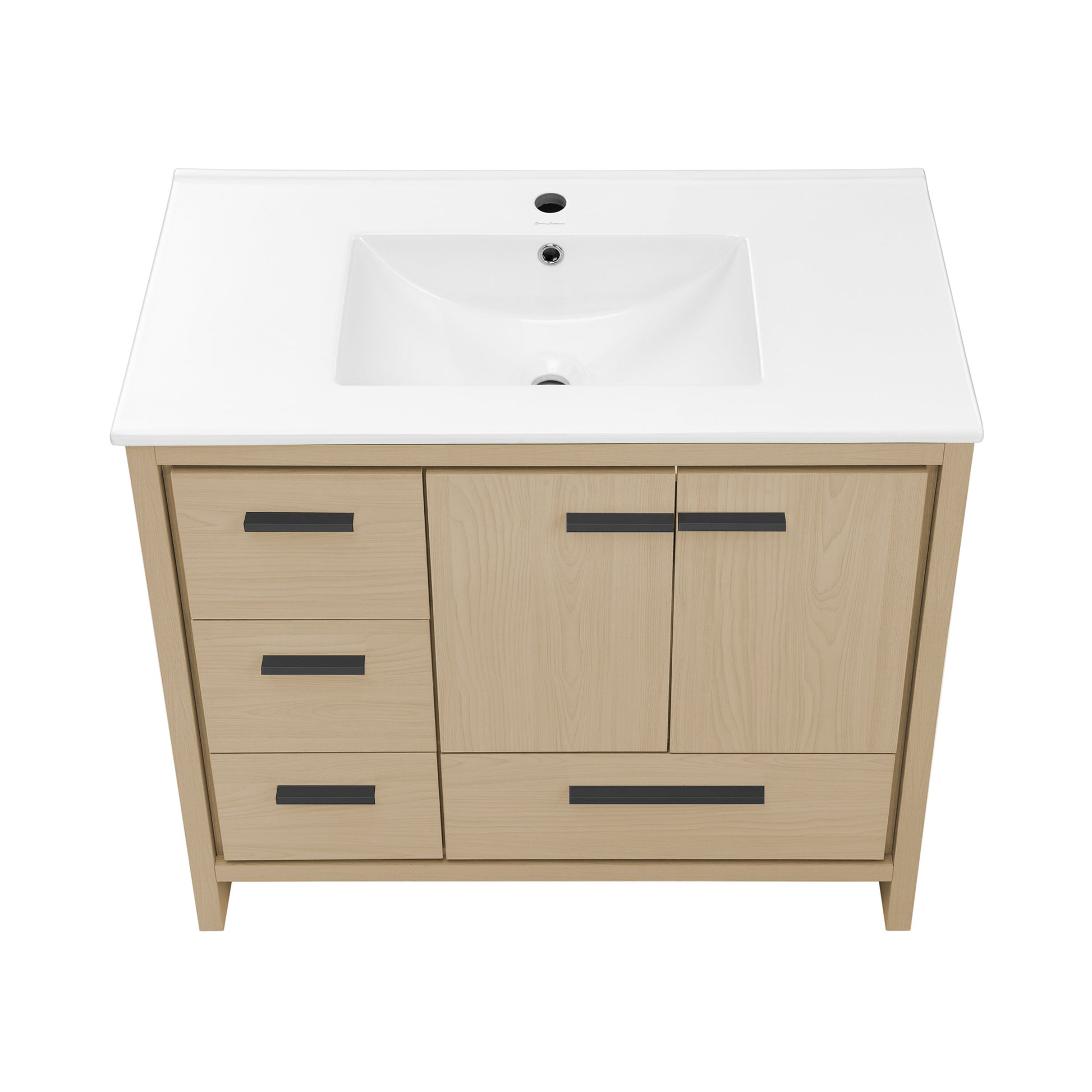 Swiss Madison Virage 36-inch freestanding bathroom vanity in Natural Oak — view 9