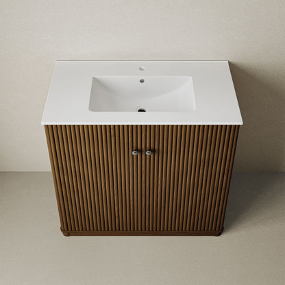 Swiss Madison, Lafayette 36" Bathroom Vanity in Brown Oak