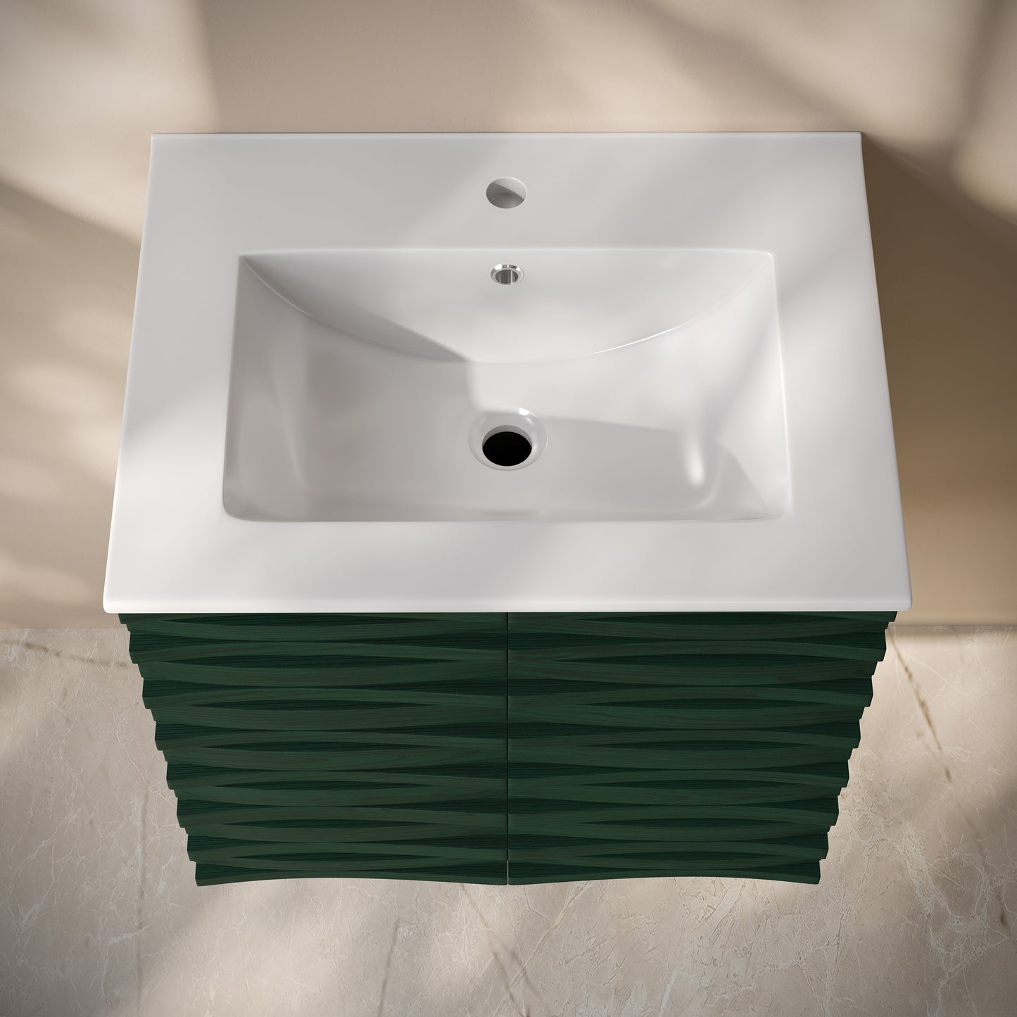 Swiss Madison, Cascade 24" Wall-Mounted Bathroom Vanity in Green Oak with Sink Top
