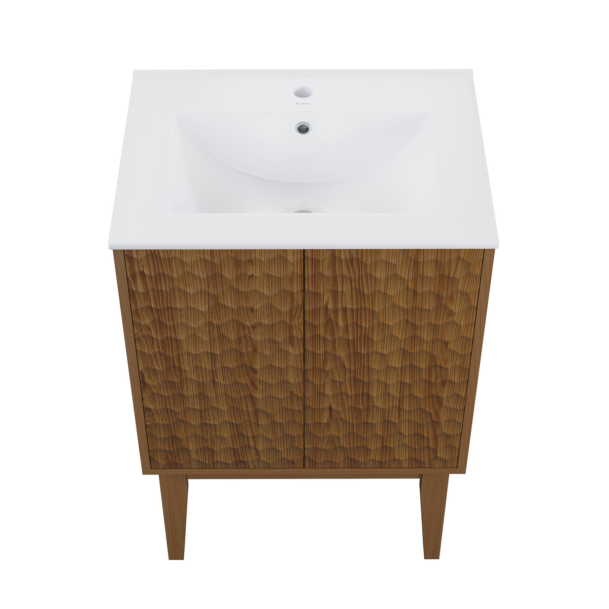 Swiss Madison, Bosse 24" Freestanding Bathroom Vanity in Brown Oak with Sink Top
