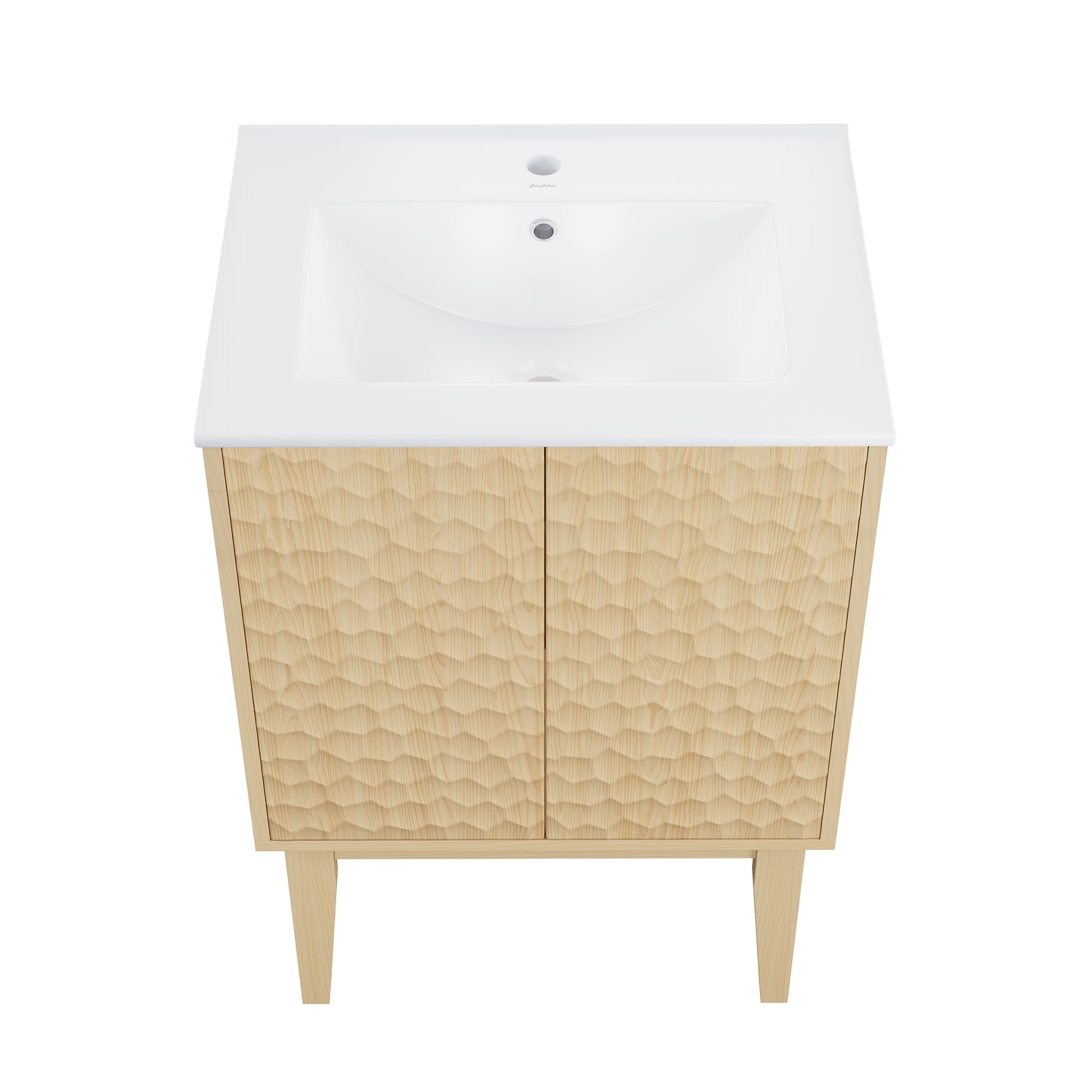 Swiss Madison, Bosse 24" Freestanding Bathroom Vanity in Natural Oak with Sink Top