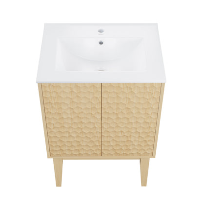 Swiss Madison, Bosse 24" Freestanding Bathroom Vanity in Natural Oak with Sink Top