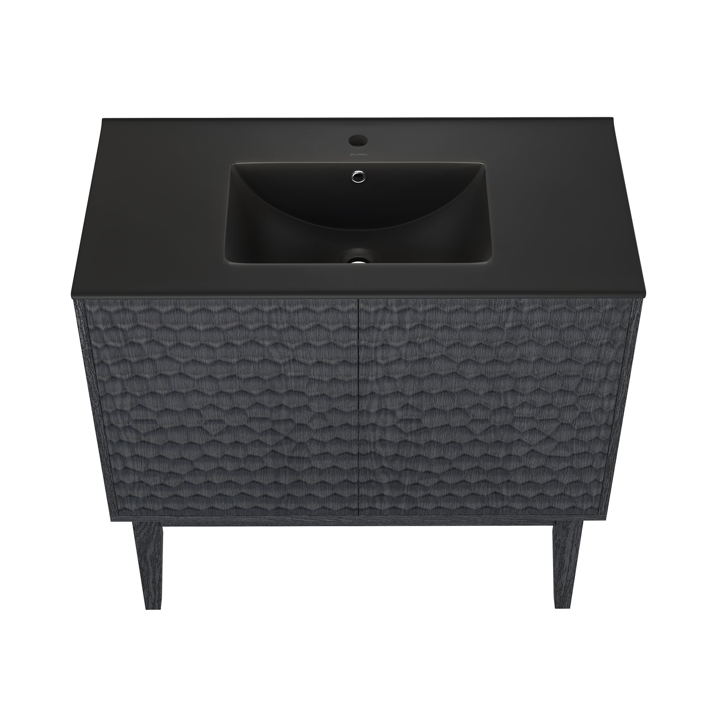 Swiss Madison, Bosse 36" Freestanding Bathroom Vanity in Black Oak with Black Sink Top