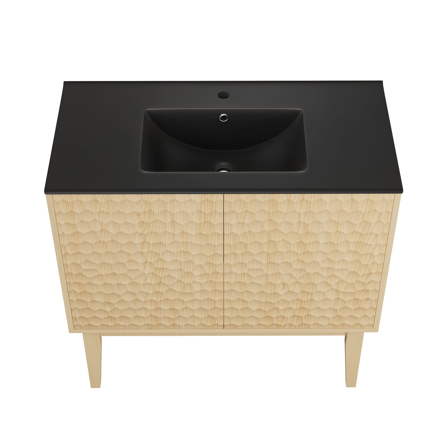 Swiss Madison, Bosse 36" Freestanding Bathroom Vanity in Natural Oak with Black Sink Top