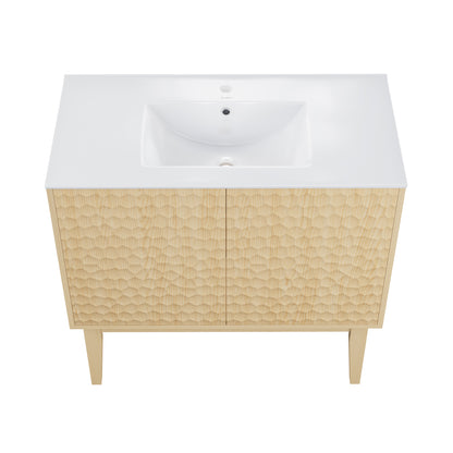 Swiss Madison Bosse 36-inch freestanding bathroom vanity in Natural Oak — view 7