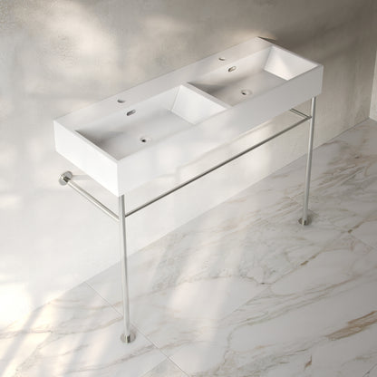 Swiss Madison, Claire 48" Double Basin Console Sink with Polished Chrome Legs