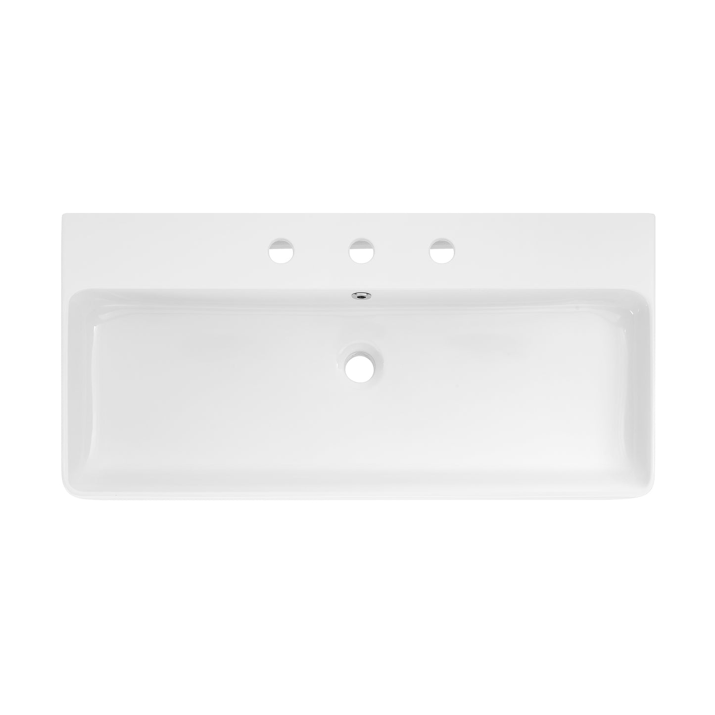 Swiss Madison, Carre 36" Console Sink White Basin Chrome Legs with 8" Widespread Holes