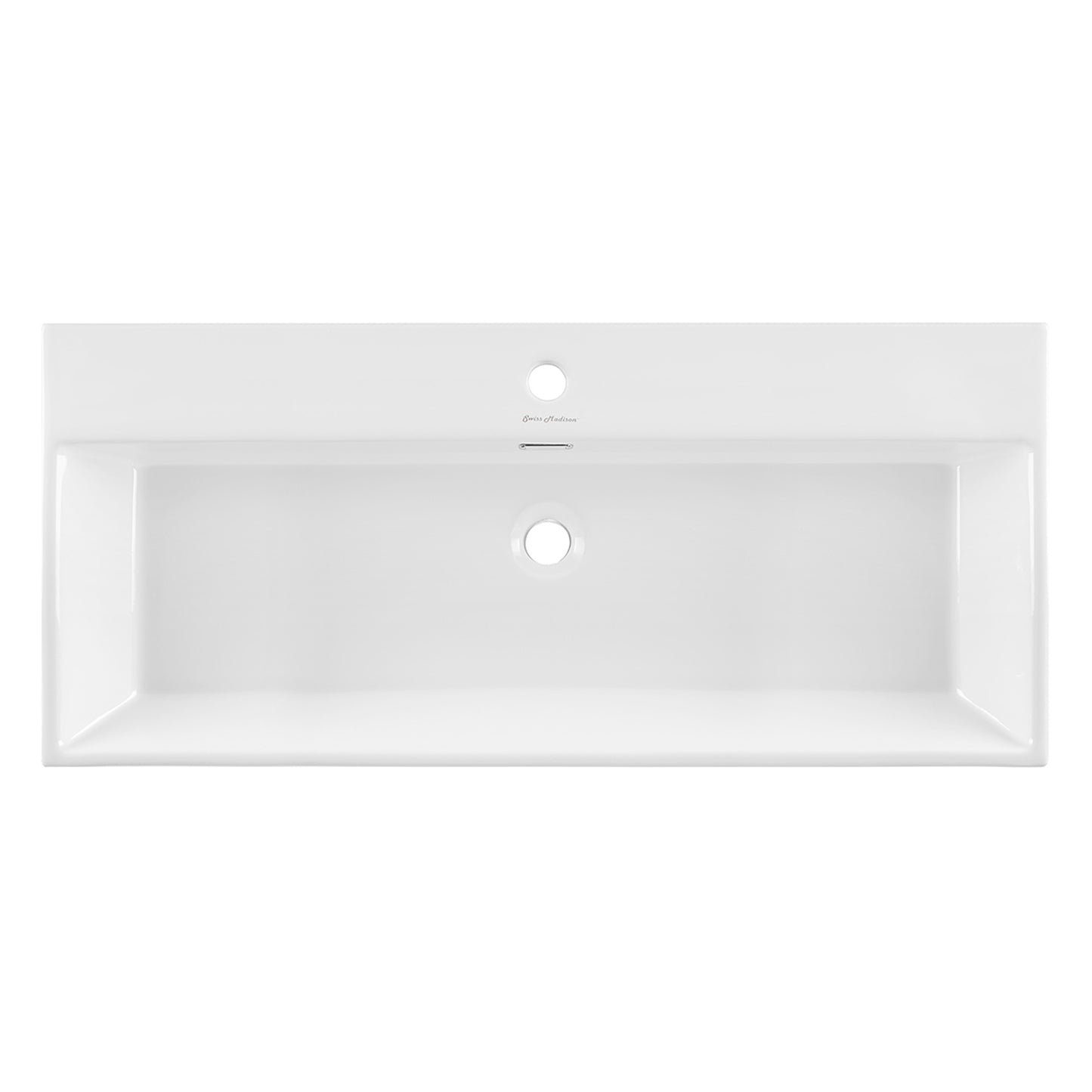 Swiss Madison, Claire 40 Ceramic Console Sink White Basin Black Legs