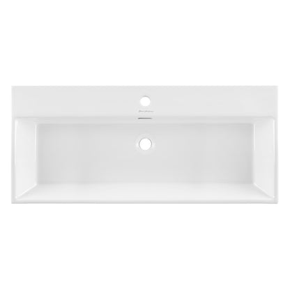 Swiss Madison, Claire 40 Ceramic Console Sink White Basin Black Legs