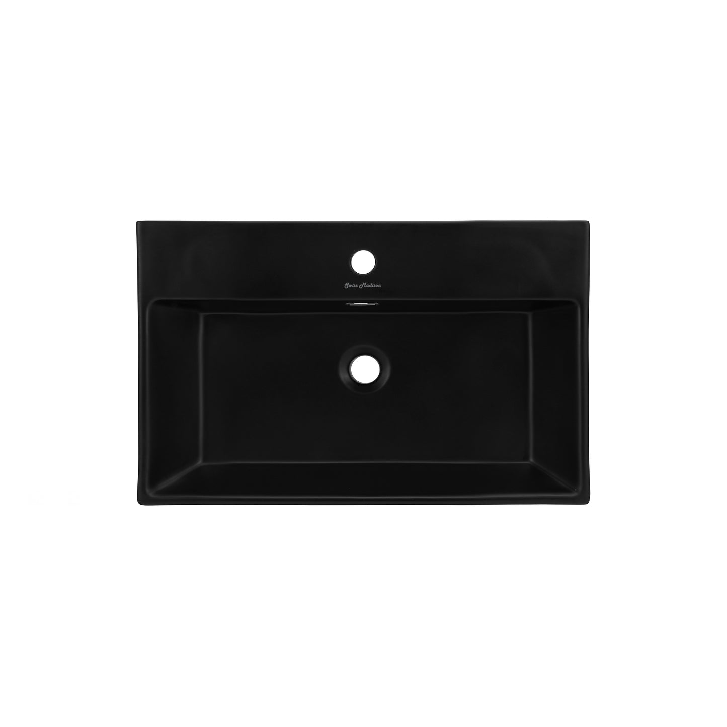 Swiss Madison, Claire 24 Ceramic Console Sink Matte Black Basin Gold Legs