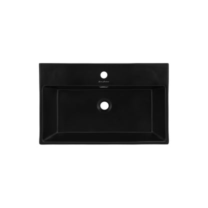 Swiss Madison, Claire 24 Ceramic Console Sink Matte Black Basin Gold Legs