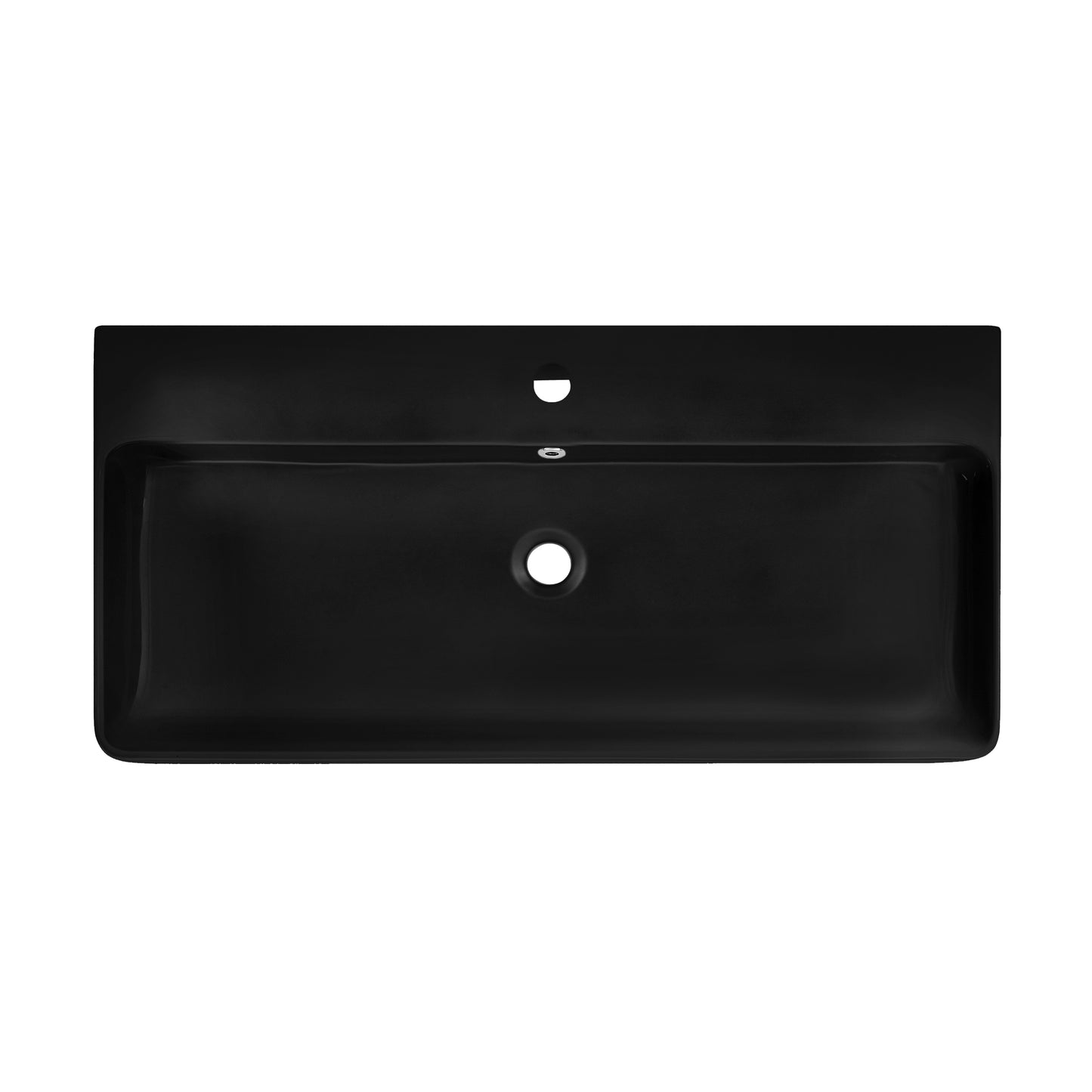 Swiss Madison, Carre 36 Ceramic Console Sink Matte Black Basin Chrome Legs