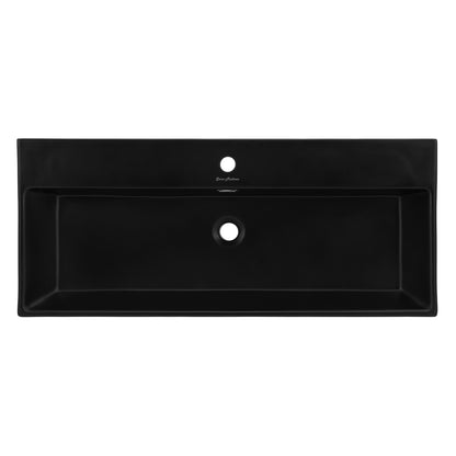 Swiss Madison, Claire 40 Ceramic Console Sink Matte Black Basin Chrome Legs