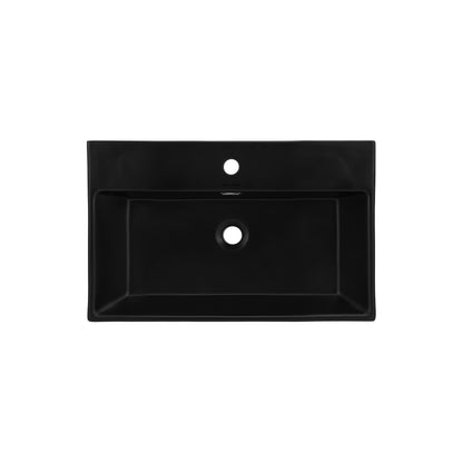 Swiss Madison, Claire 24 Ceramic Console Sink Matte Black Basin Matte White Legs