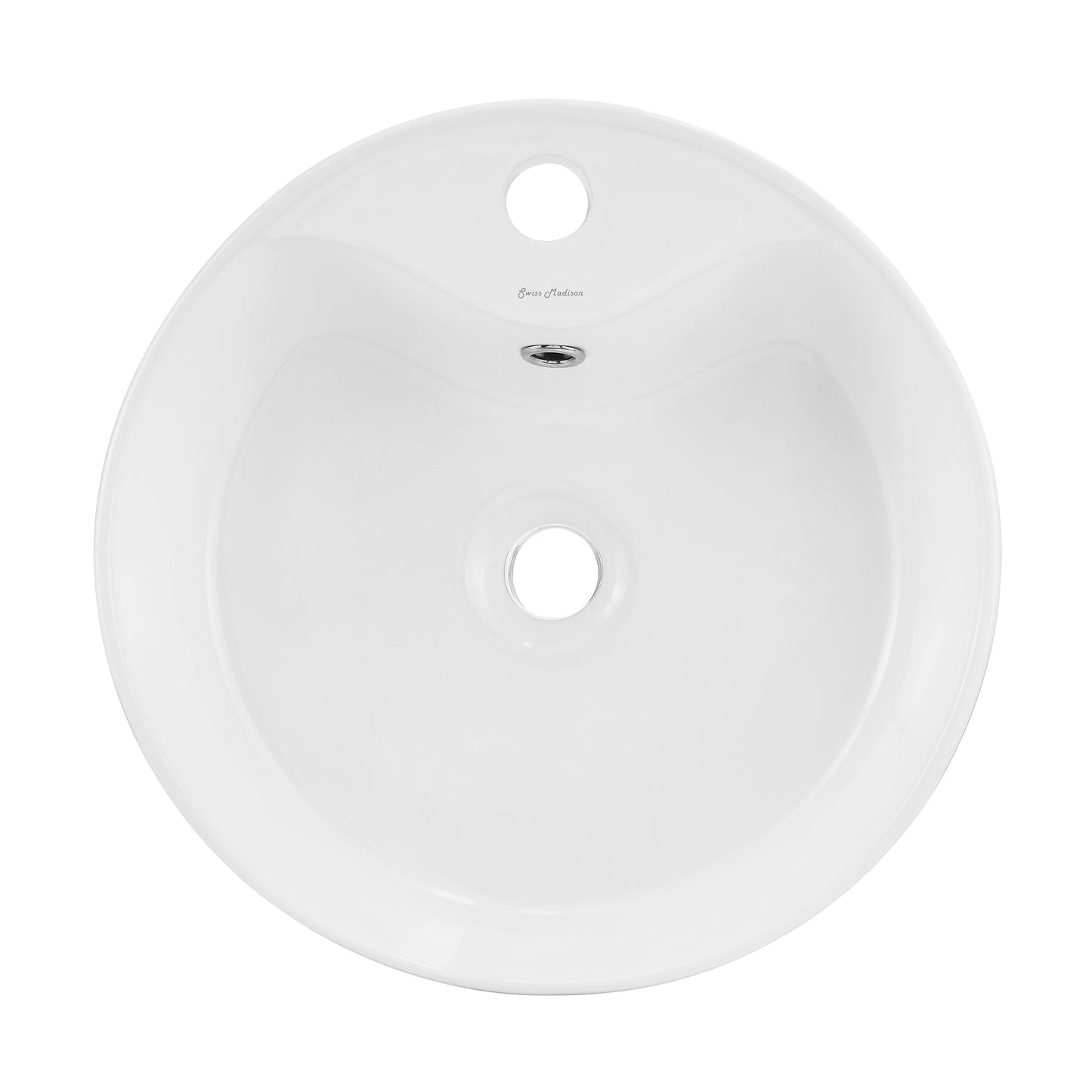 Swiss Madison, Monaco 16" Round Console Sink with Faucet Mount, White Basin Brushed Gold Legs