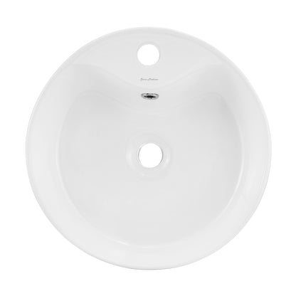 Swiss Madison, Monaco 16" Round Console Sink with Faucet Mount, White Basin Matte Black Legs