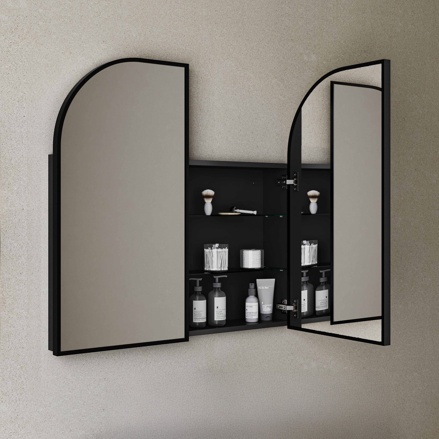 Swiss Madison, Porte 32 x 31 Arched Recessed/Wall Mount Medicine Cabinet with Mirror in Black