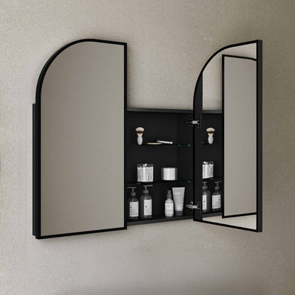 Swiss Madison, Porte 32 x 31 Arched Recessed/Wall Mount Medicine Cabinet with Mirror in Black