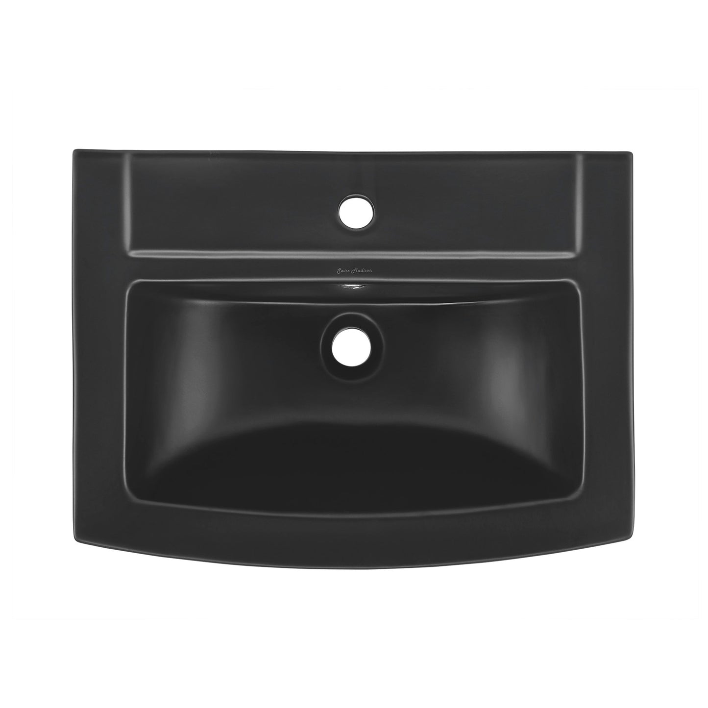 Swiss Madison, Sublime Square Two-Piece Pedestal Sink in Matte Black
