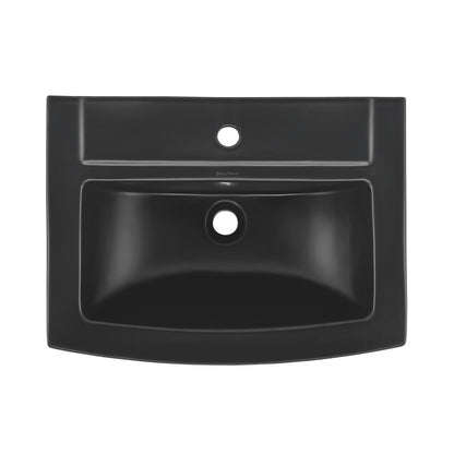 Swiss Madison, Sublime Square Two-Piece Pedestal Sink in Matte Black