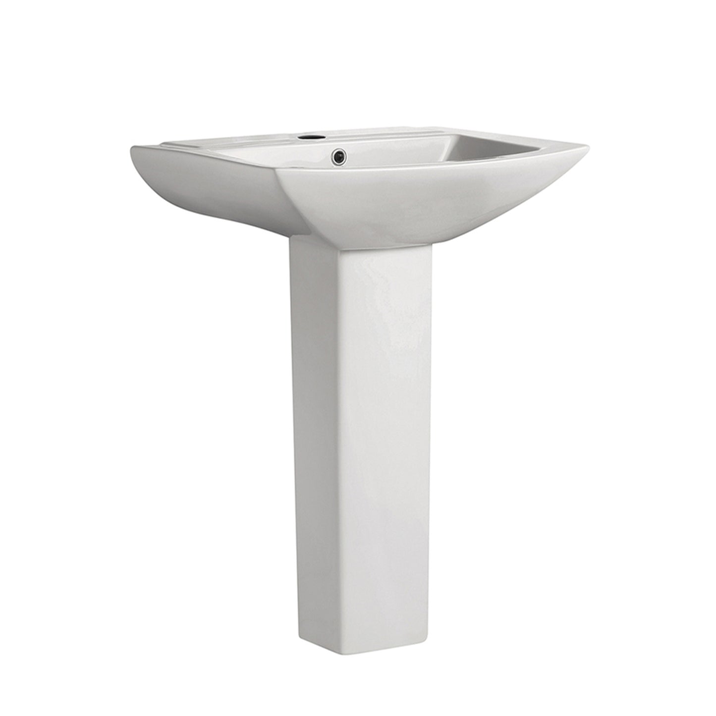 Swiss Madison, Sublime Two-Piece Glossy White Ceramic Rectangular Pedestal Sink