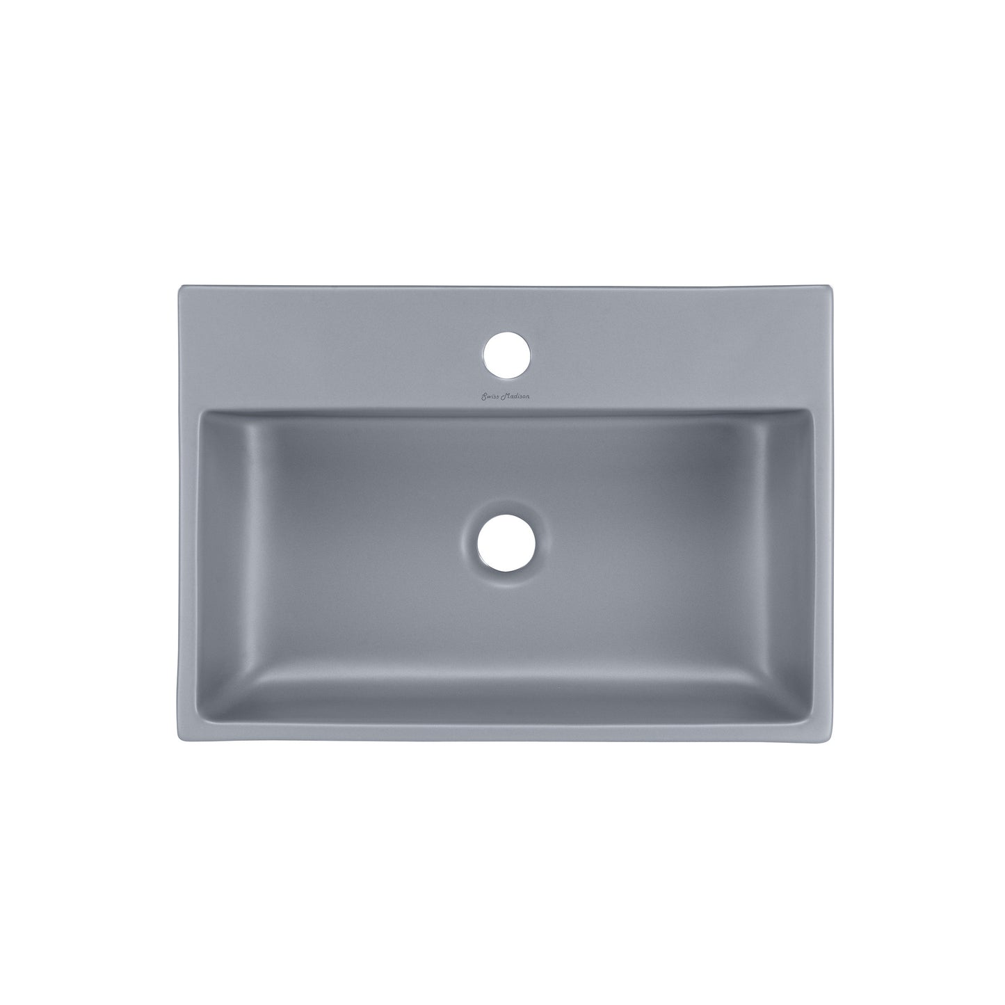 Swiss Madison, Claire 20"  Rectangle Ceramic Vessel Sink in Matte Grey