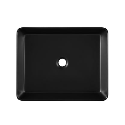 Swiss Madison, Concorde Rectangle Ceramic Vessel Sink, Matte Black
