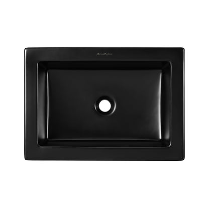 Swiss Madison, Voltaire Ceramic Rectangle Vessel Sink, Matte Black