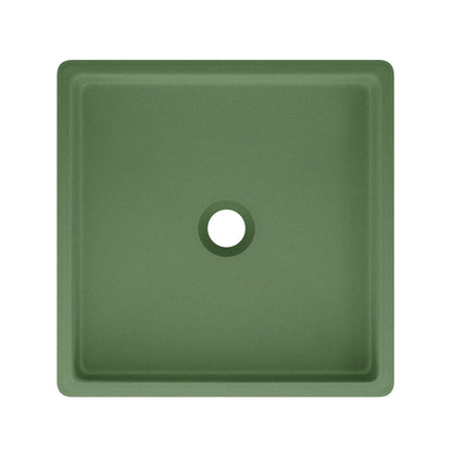 Swiss Madison, Lisse 15.5" Concrete Square Vessel Sink in Matte Royal Green