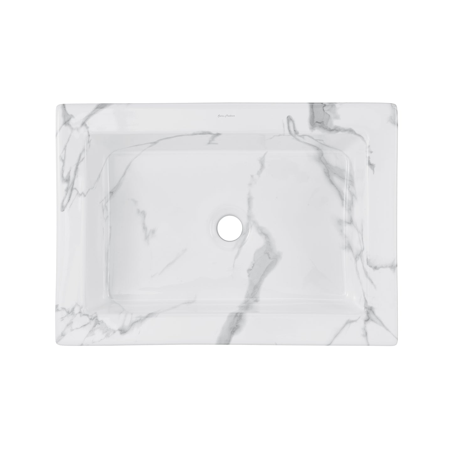 Swiss Madison, Voltaire 22" Ceramic Vessel Bathroom Sink in White Marble