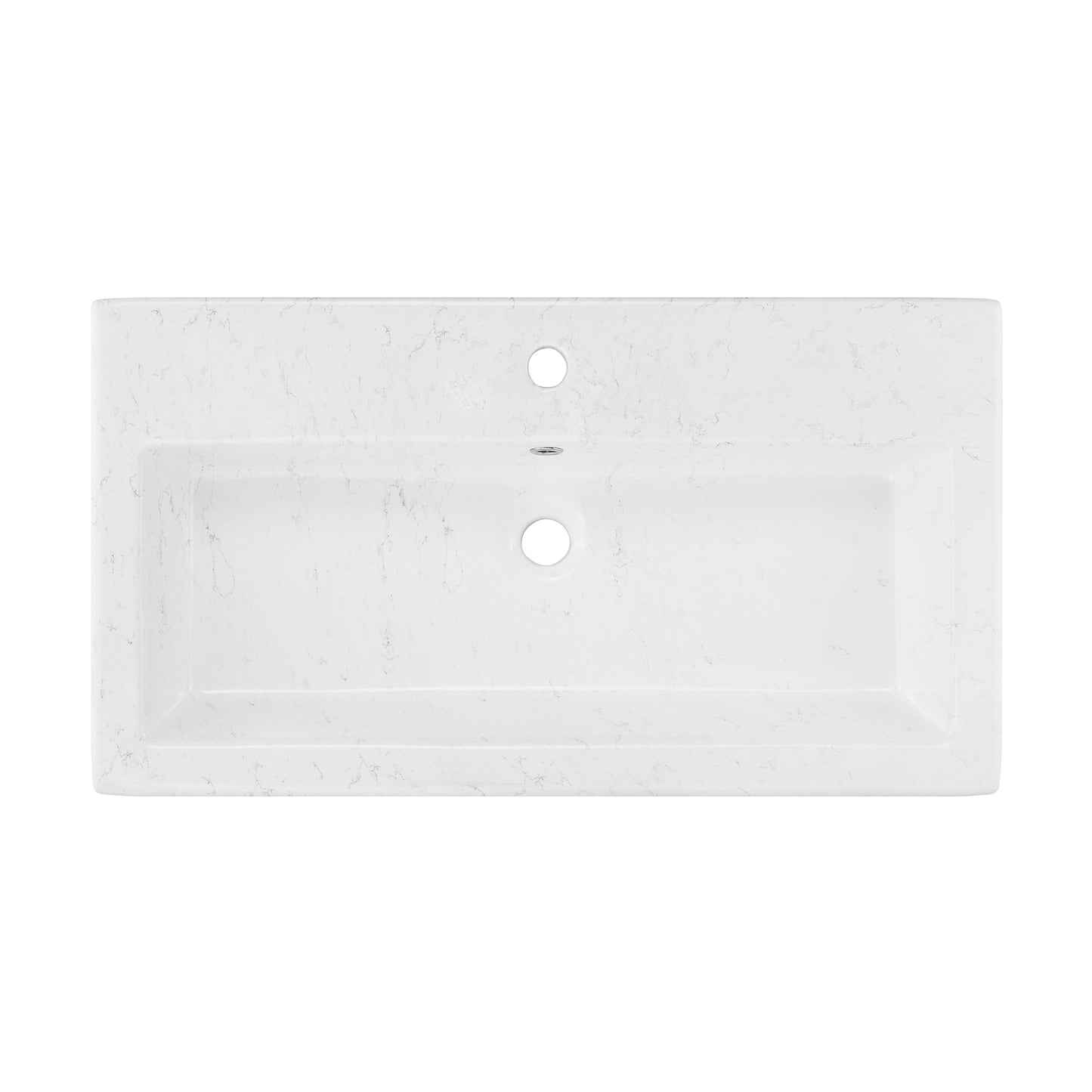 Swiss Madison, Voltaire Wide Rectangle Vessel Sink in Static Marble