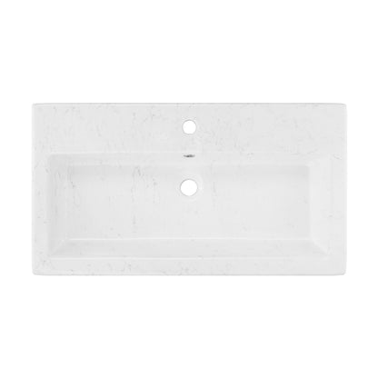 Swiss Madison, Voltaire Wide Rectangle Vessel Sink in Static Marble