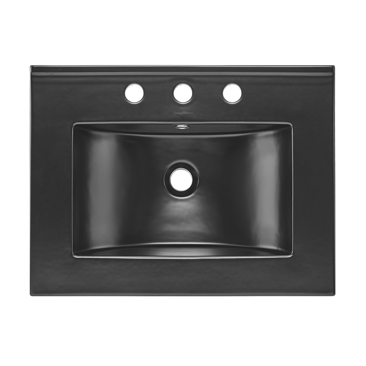 Swiss Madison, 24" Ceramic Vanity Top with 8" Widespread Faucet Holes in Matte Black