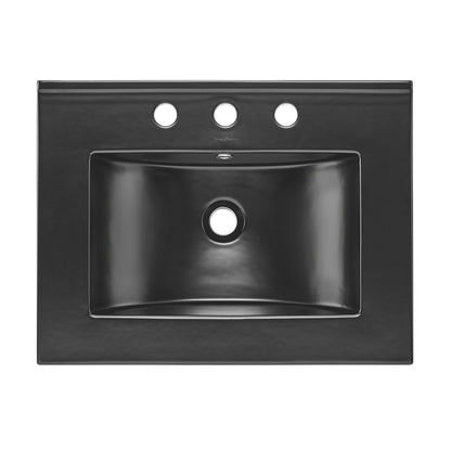 Swiss Madison, 24" Ceramic Vanity Top with 8" Widespread Faucet Holes in Matte Black