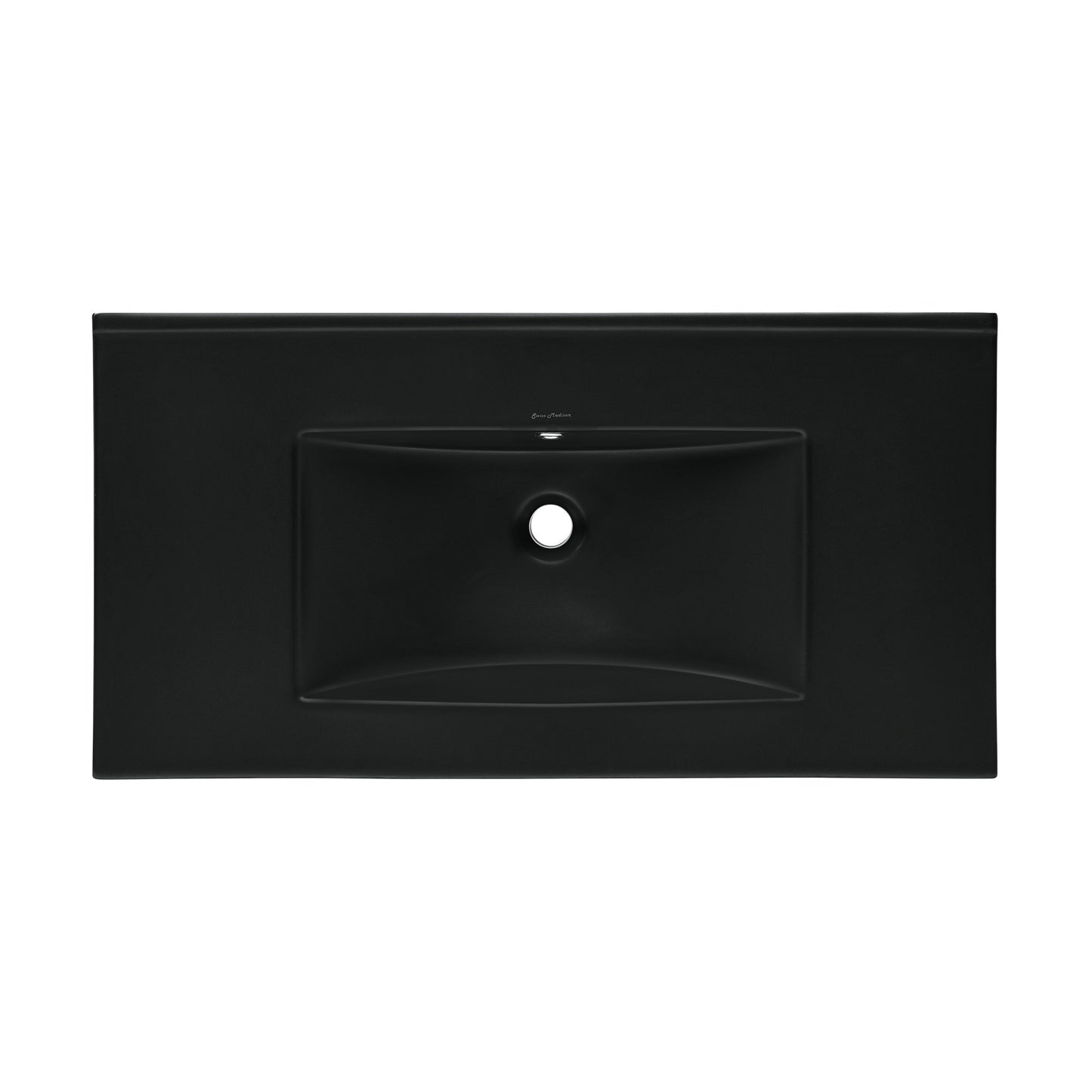 Swiss Madison, 36" Zero Hole Vanity Sink Top in Matte Black