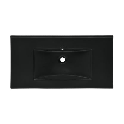 Swiss Madison, 36" Zero Hole Vanity Sink Top in Matte Black
