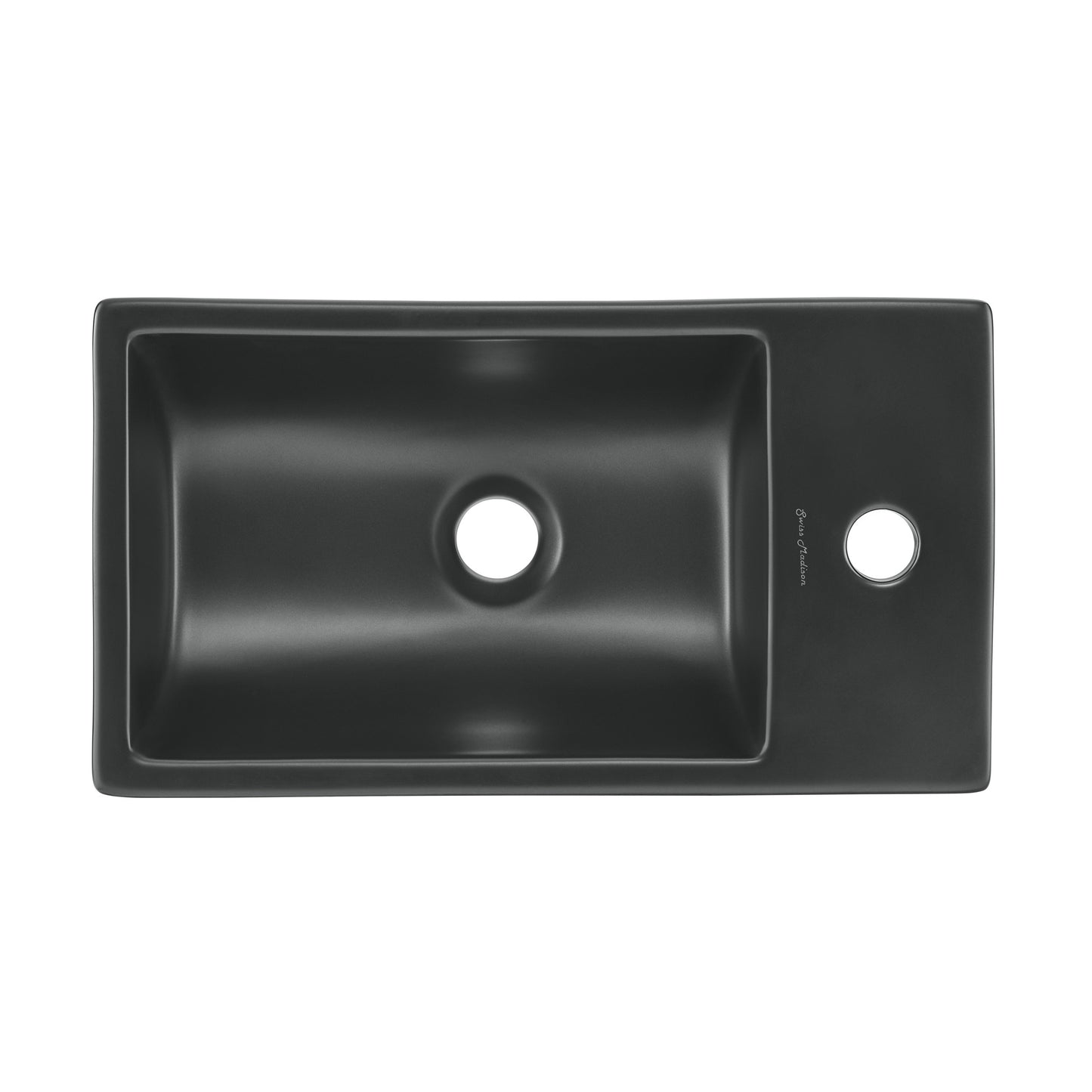 Swiss Madison, 18 inch Ceramic Vanity Sink Top in Matte Black