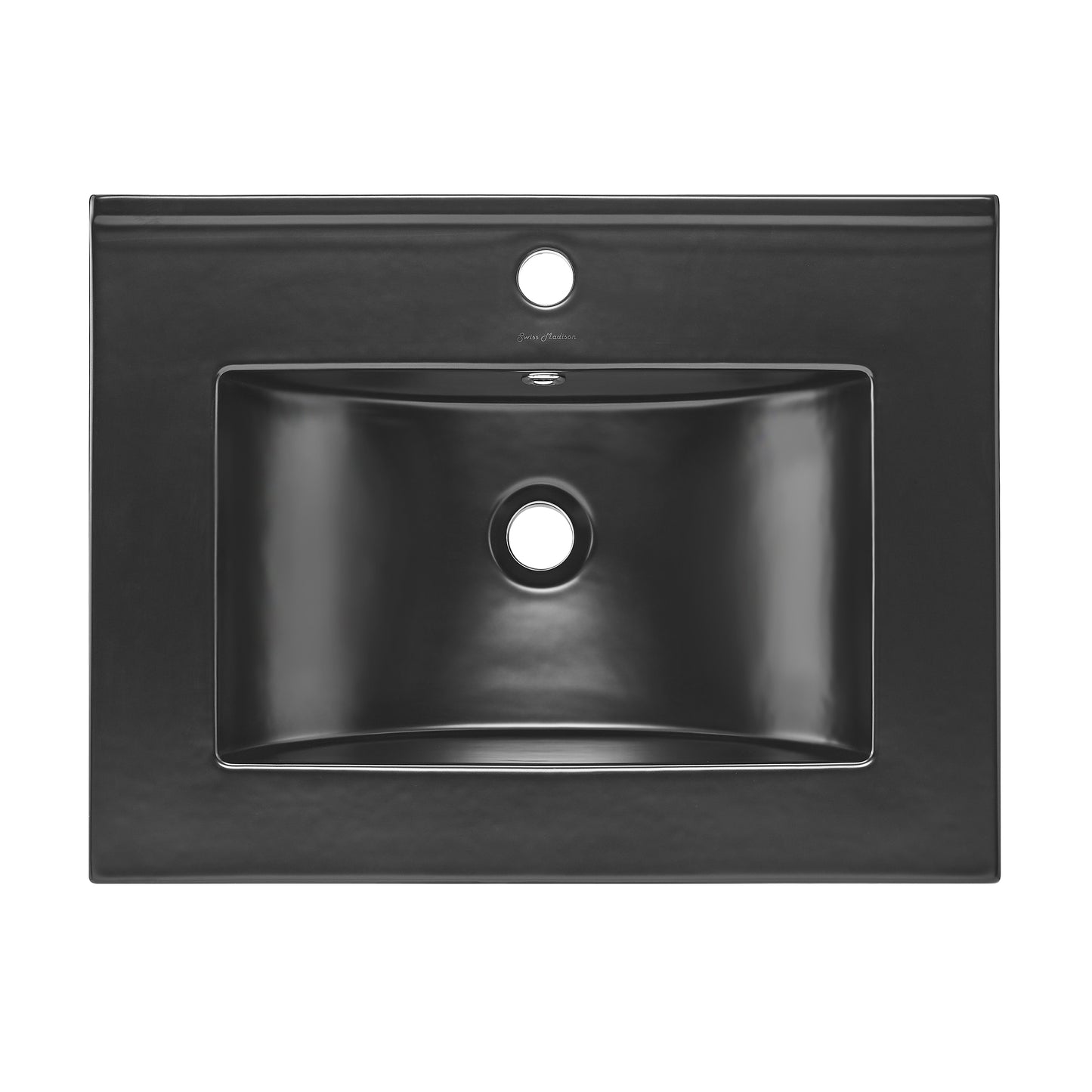 Swiss Madison, 24" Ceramic Vanity Top with Single Faucet Hole in Matte Black
