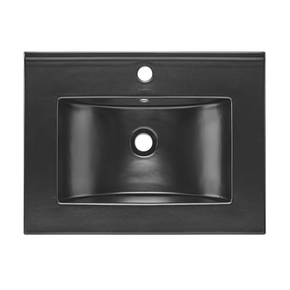 Swiss Madison, 24" Ceramic Vanity Top with Single Faucet Hole in Matte Black