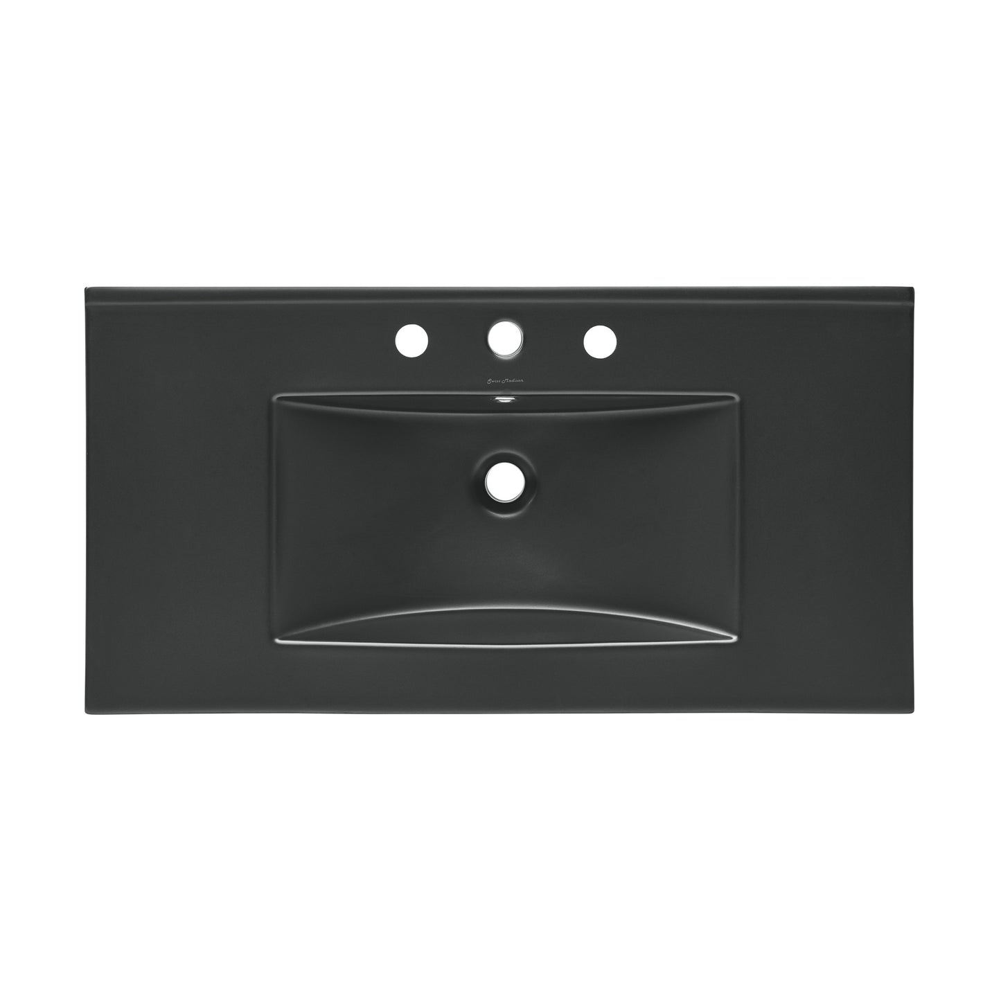 Swiss Madison, 36" Ceramic Vanity Top with Three Faucet Holes in Matte Black