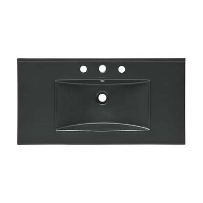 Swiss Madison, 36" Ceramic Vanity Top with Three Faucet Holes in Matte Black