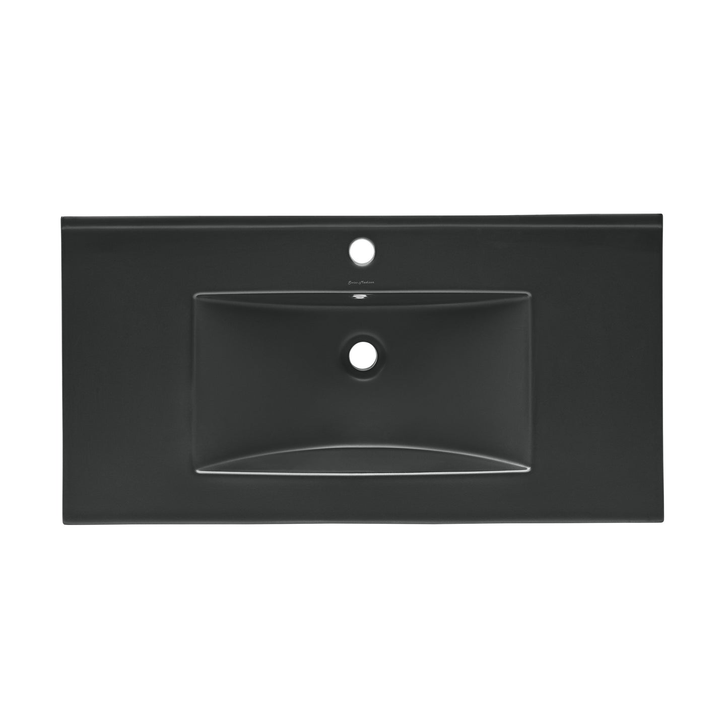 Swiss Madison, 36" Ceramic Vanity Top with Single Faucet Hole in Matte Black
