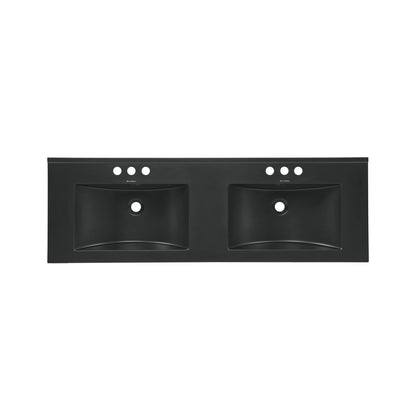 Swiss Madison, 48" 3-Hole Widespread Double Basin Vanity Sink Top in Matte Black