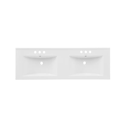 Swiss Madison, 48" 3-Hole Widespread Double Basin Vanity Sink Top in Glossy White