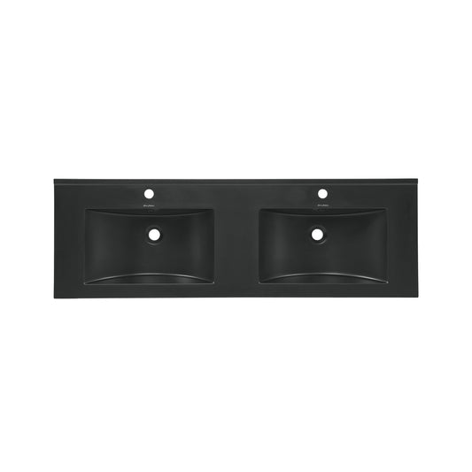 Swiss Madison, 48" Double Basin Vanity Sink Top in Matte Black