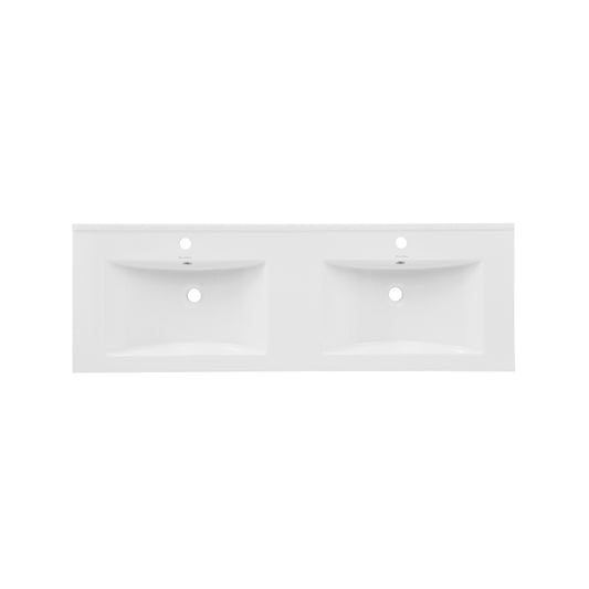 Swiss Madison, 48" Double Basin Vanity Sink Top in Glossy White