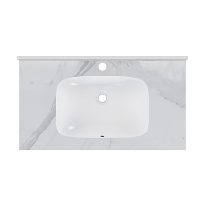 Swiss Madison, Avancer 36'' Wall Mount Sink In White Marble